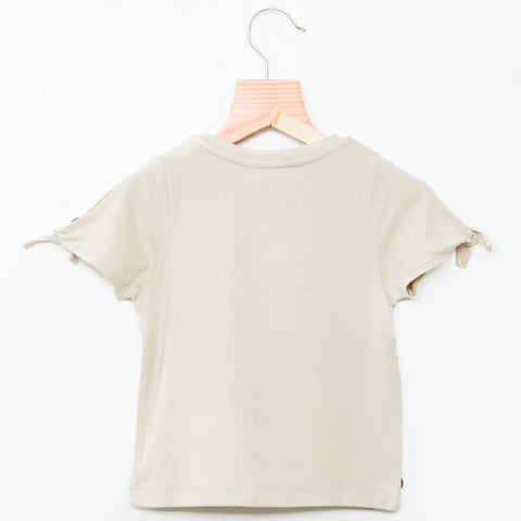 Beige Holographic Text Printed Top