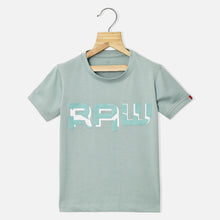 Load image into Gallery viewer, Typographic Half Sleeves T-Shirt- Pink &amp; Blue
