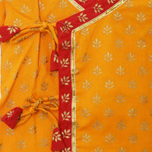 Load image into Gallery viewer, Orange Angrakha Kurta With Red Dhoti Cotton Jamna Set
