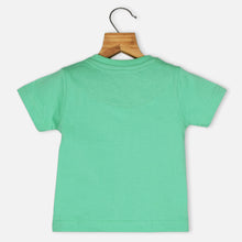 Load image into Gallery viewer, Animal Theme Half Sleeves T-Shirt- Peach, Blue &amp; Green
