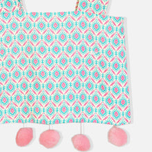 Load image into Gallery viewer, Pink Pom Pom Top With Blue Striped Palazzo Set
