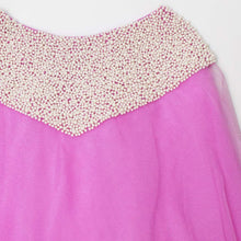Load image into Gallery viewer, Pearl Embellished Ruffled Crop Top &amp; Pink Net Skirt
