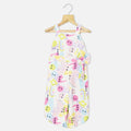 White Smiley Printed Sleeveless Jumpsuit