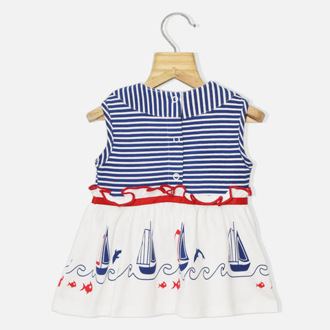 Blue Peter Pan Collar Frock With Hairband