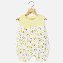 Load image into Gallery viewer, Yellow &amp; Pink Floral Printed Sleeveless Romper

