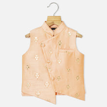 Load image into Gallery viewer, Peach &amp; Blue Sequins Embroidered Nehru Jacket With Kurta &amp; Pajama
