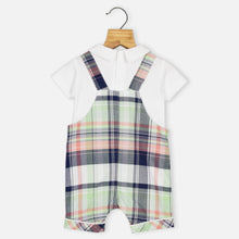 Load image into Gallery viewer, Green Cotton Checked Dungaree With White T-Shirt
