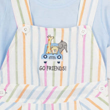 Load image into Gallery viewer, White Cotton Striped Dungaree With Blue Half Sleeves T-Shirt
