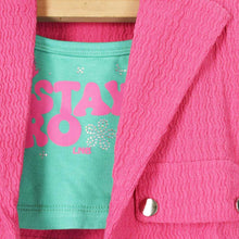 Load image into Gallery viewer, Green &amp; Pink Blazer With Crop Top &amp; Pant
