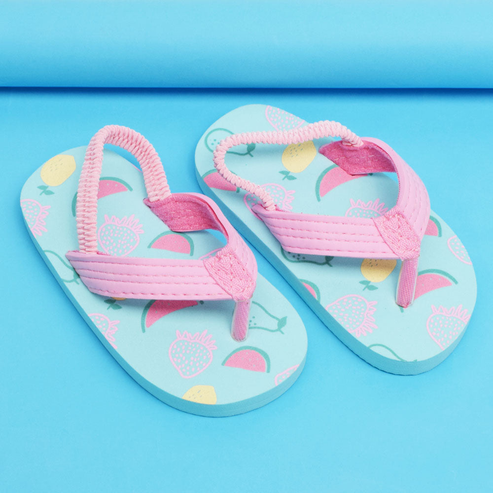 Blue Strawberry Fruit Theme Flip Flop With Back Strap