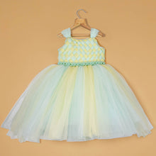 Load image into Gallery viewer, Yellow Weave Yoke Ball Party Gown With Belt &amp; Plastic Boning
