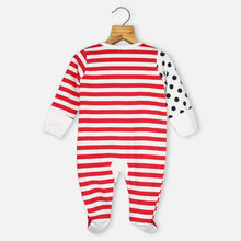 Load image into Gallery viewer, White Striped With Polka Dots Printed Footsie
