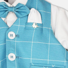 Load image into Gallery viewer, Blue Checked Printed Waistcoat With White Shirt &amp; Pant
