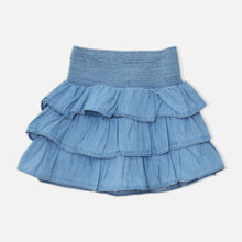 Load image into Gallery viewer, Blue Bow Embellished Layered Denim Skirt
