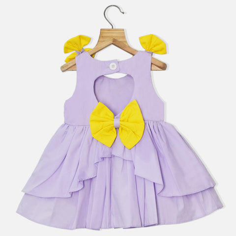 Lilac Peppa Pig & Rainbow Embroidered With Back Bow Party Dress