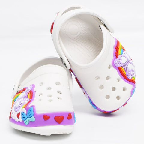 White & Purple Butterfly Light-Up Clog