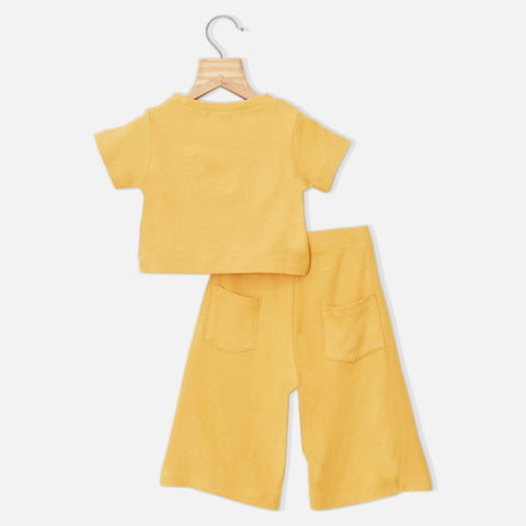 Mustard Crop Top With Pant Co-Ord Set