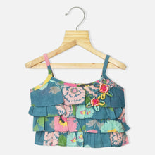 Load image into Gallery viewer, Turquoise Layered Crop Top With Shorts Co-Ord Set
