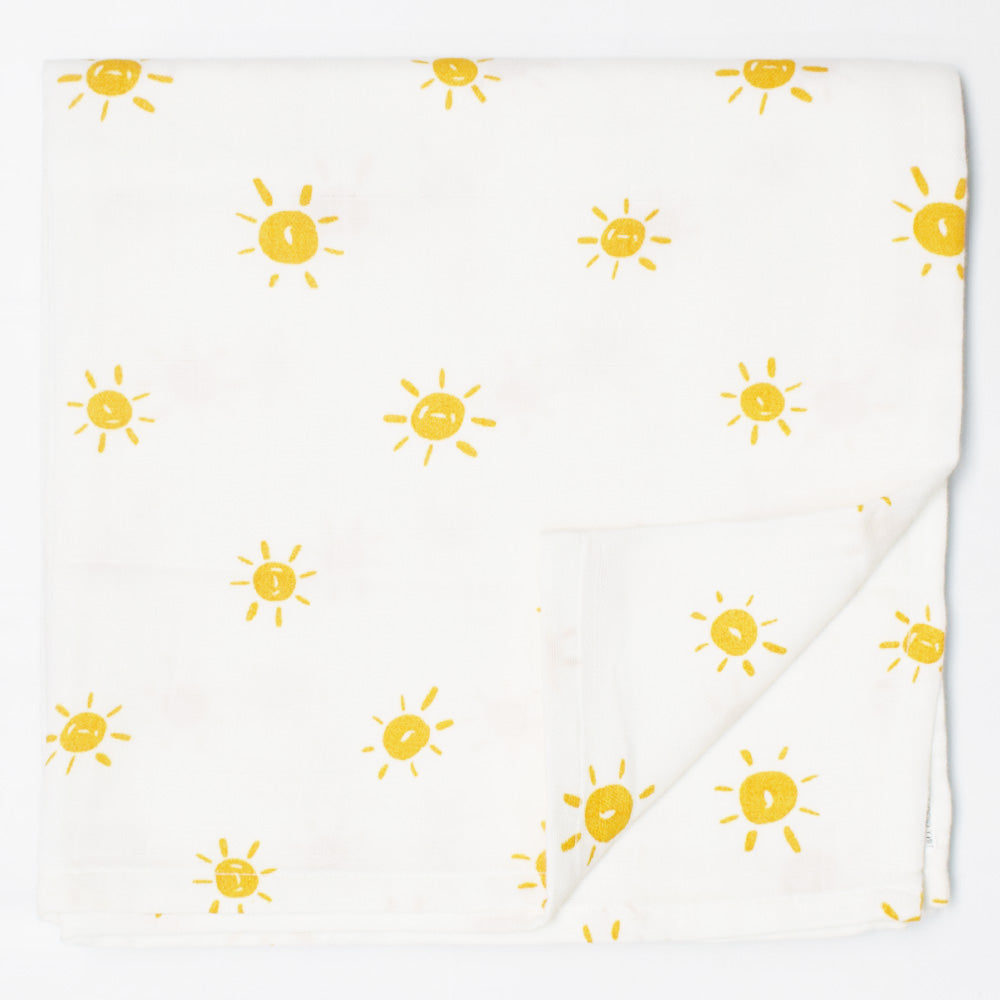 Beige Sun Printed Muslin Swaddle Baby Blanket