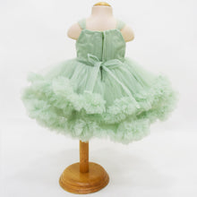 Load image into Gallery viewer, Pearl Embellished Net Party Dress With Detachable Tail &amp; Headband- Pink &amp; Green
