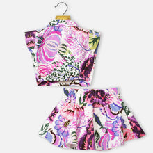 Load image into Gallery viewer, White Tropical Printed Top With Skirt Co-Ord Set
