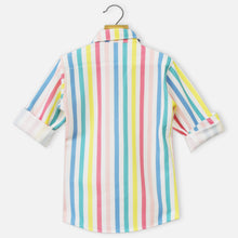 Load image into Gallery viewer, White Striped Full Sleeves Shirt
