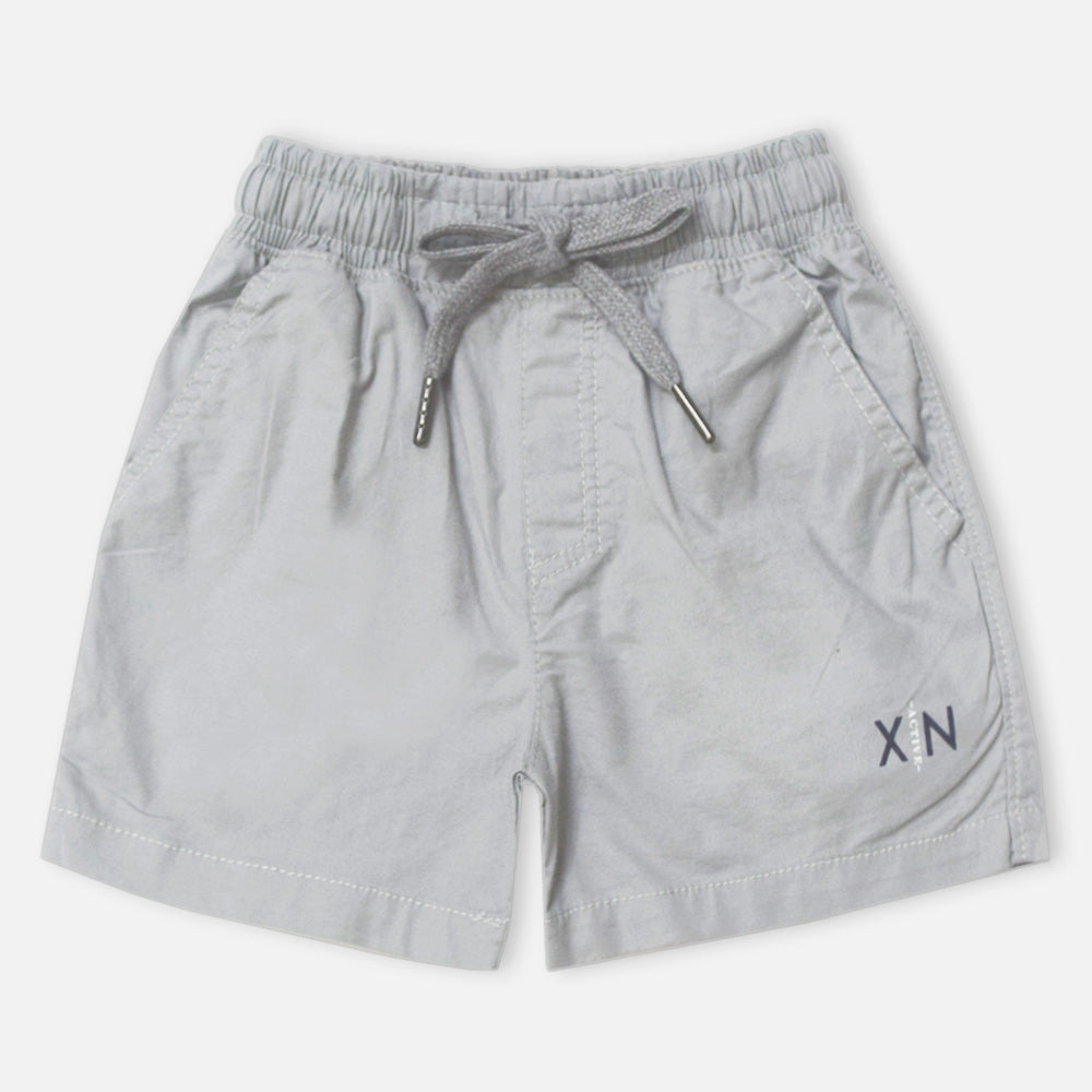 Elasticated Waist Cotton Shorts-Grey