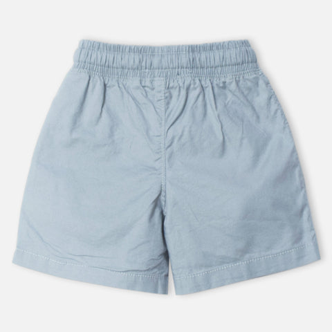 Elasticated Waist Cotton Shorts- Blue