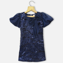 Load image into Gallery viewer, Navy Blue Sequins Embellished Party Dress
