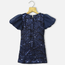 Load image into Gallery viewer, Navy Blue Sequins Embellished Party Dress
