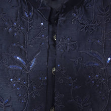 Load image into Gallery viewer, Blue Embroidered Jacket With Kurta &amp; Pant
