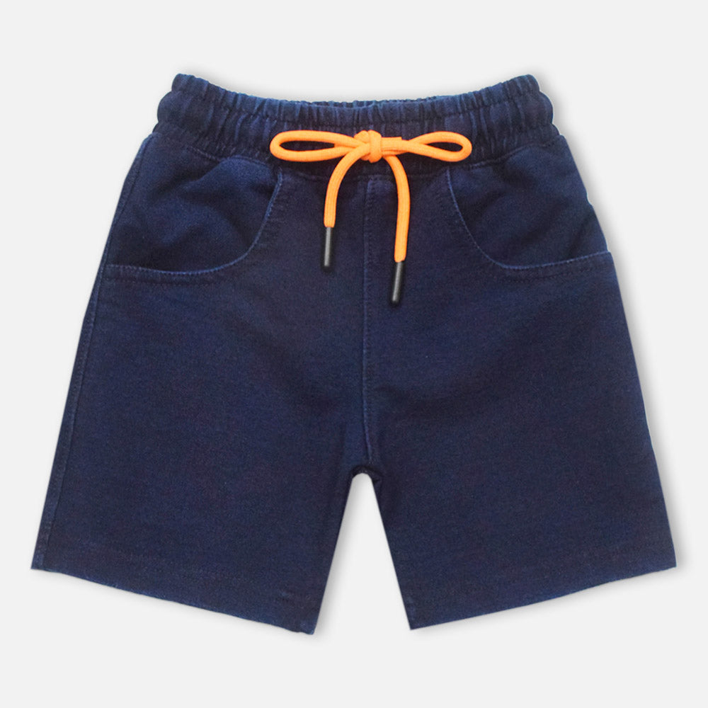 Elasticated Waist Denim Shorts- Navy Blue