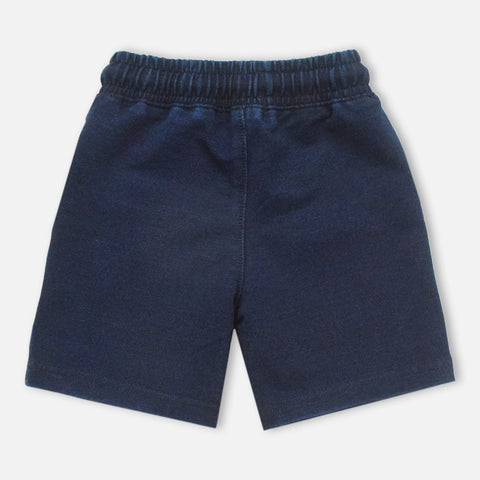 Elasticated Waist Denim Shorts- Navy Blue