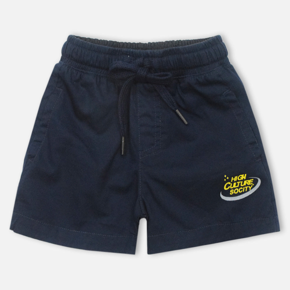 Elasticated Waist Shorts-Navy Blue