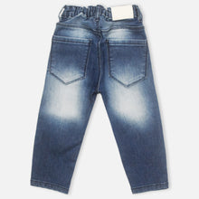 Load image into Gallery viewer, Typographic Printed Denim Jeans- Light &amp; Dark Blue
