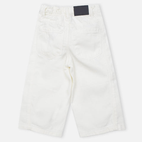 White Wide Leg Denim Pant