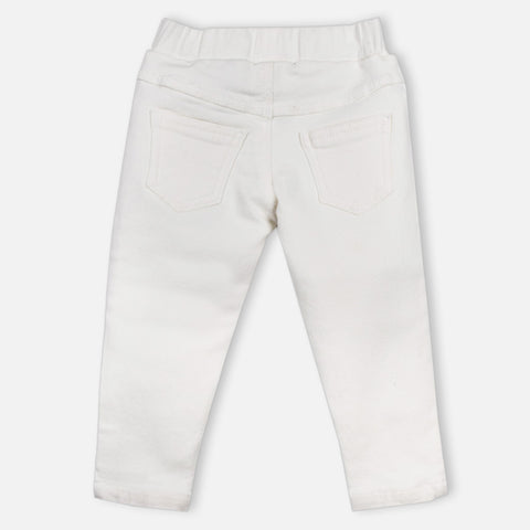 White Elasticated Waist Denim Pants