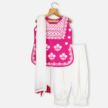 Load image into Gallery viewer, Pink Embroidered Cotton Kurta With Salwar &amp; Dupatta

