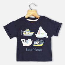 Load image into Gallery viewer, Blue Embroidered T-Shirt With Yellow Shorts
