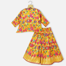 Load image into Gallery viewer, Yellow Crop Top With Embellished Shrug &amp; Skirt
