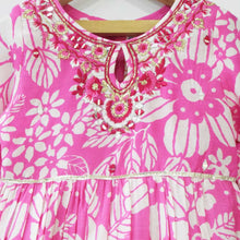 Load image into Gallery viewer, Pink Embroidered Kurta With Polka Dots Palazzo &amp; Dupatta
