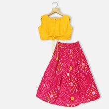 Load image into Gallery viewer, Yellow Mirror Work Choli With Bandhani Lehenga &amp; Dupatta
