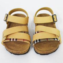 Load image into Gallery viewer, Buckle Straps With Velcro Closure Sandals- Beige &amp; Brown
