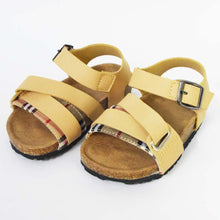 Load image into Gallery viewer, Buckle Straps With Velcro Closure Sandals- Beige &amp; Brown
