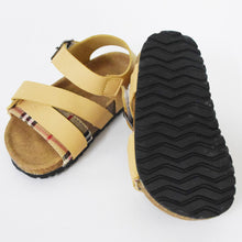 Load image into Gallery viewer, Buckle Straps With Velcro Closure Sandals- Beige &amp; Brown
