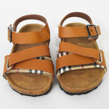 Load image into Gallery viewer, Buckle Straps With Velcro Closure Sandals- Beige &amp; Brown
