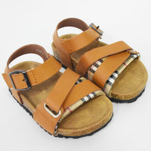 Load image into Gallery viewer, Buckle Straps With Velcro Closure Sandals- Beige &amp; Brown
