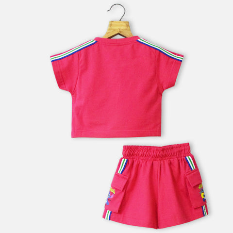 Pink T-Shirt With Shorts Co-Ord Set