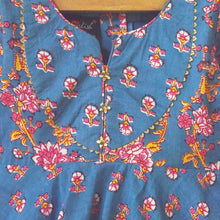 Load image into Gallery viewer, Blue Floral Cotton Kurta With Dhoti &amp; Dupatta
