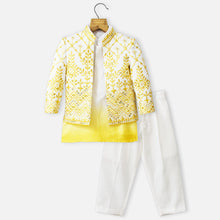 Load image into Gallery viewer, Yellow Sequins Embroidered Jacket With Kurta &amp; Pant
